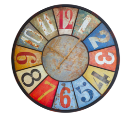 Wall clock on white background. Circle clock white back drop. Face of an antique or vintage clock. Old fashioned watch