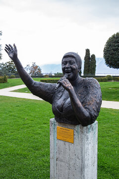 Bronze Statue to Aretha Franklin at the lawn of the Miles Davis Hall in Montreux, Switzerland