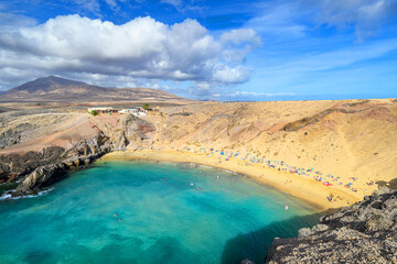 Beautiful day over Playa the Papagayo beach on Lanzarote island - Canaries - Spain