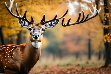 a portrait of a deer on an autumn day, in the style of large scale murals, realistic yet ethereal, light white 