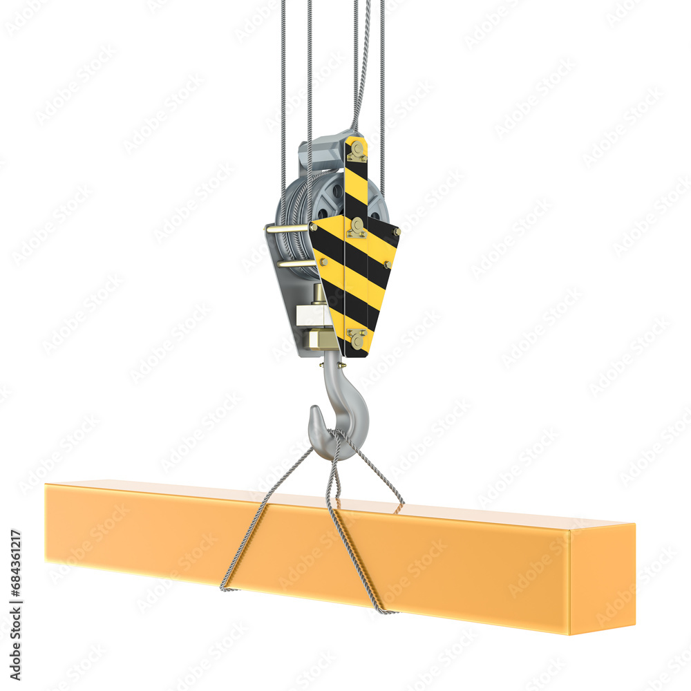 Poster crane hook with rolled copper square bar, 3d rendering isolated on transparent background