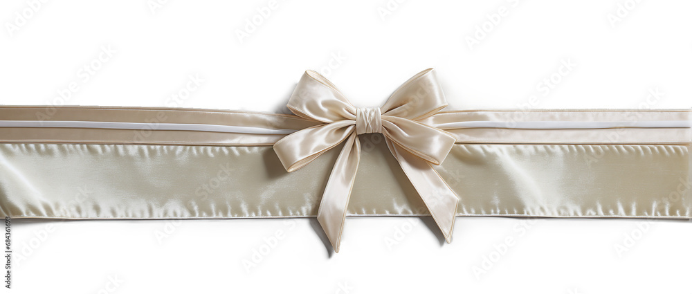 Wall mural red ribbon and bow with gold led diagonally through the image isolated against transparent backgroun