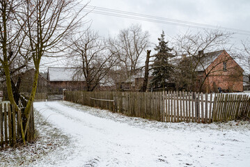 Abandoned depopulated town and houses in Poland in the village of Raduchów. Planned construction of a water reservoir.