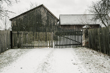 Abandoned depopulated town and houses in Poland in the village of Raduchów. Planned construction of a water reservoir.