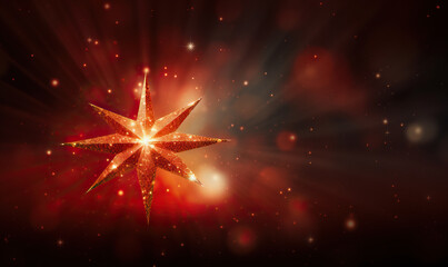 Abstract Christmas star on a blurred background.