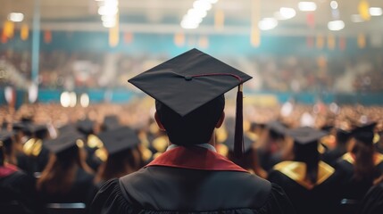 Graduates wearing caps and gowns at their graduation ceremony