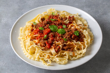 Mafalde or Mafalda or Mafaldine Pasta Bolognese