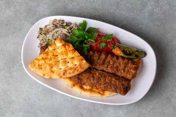 Traditional delicious Turkish foods; Adana kebab