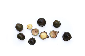 Djenkol fruit bean on white background
