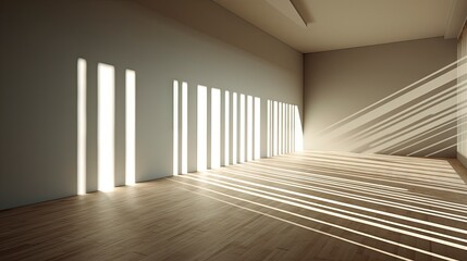 Fototapeta premium Interplay of Light and Shadow in a Modern Minimalist Room.