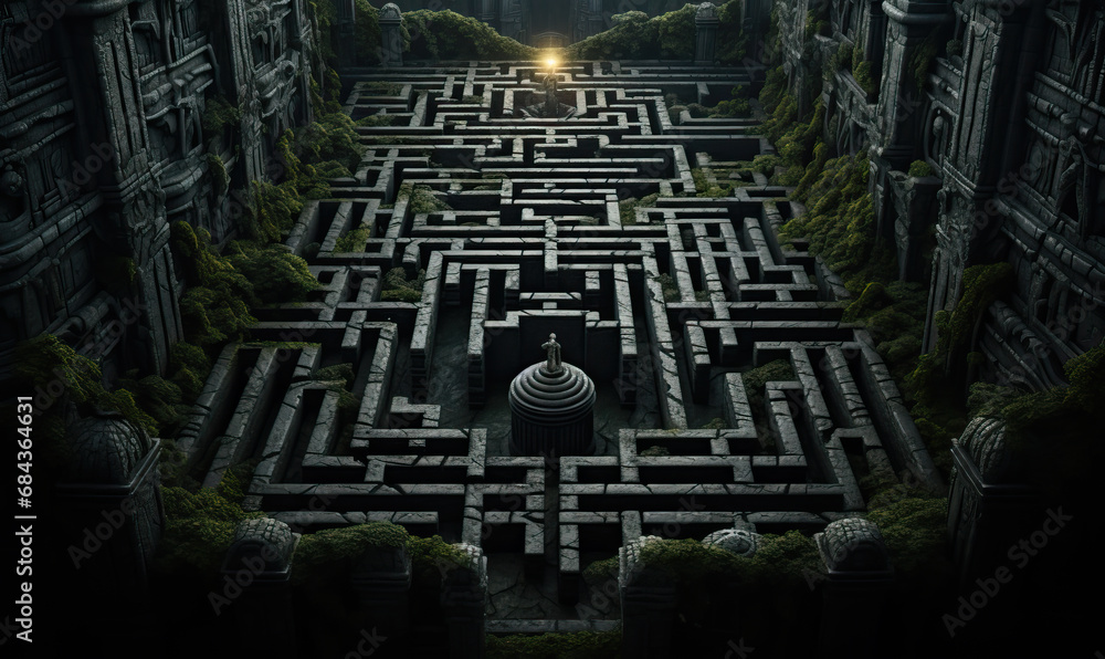 Poster abstract structural background with dark labyrinth.