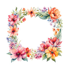 Watercolor flowers with frame, invitation card template in Vector EPS format