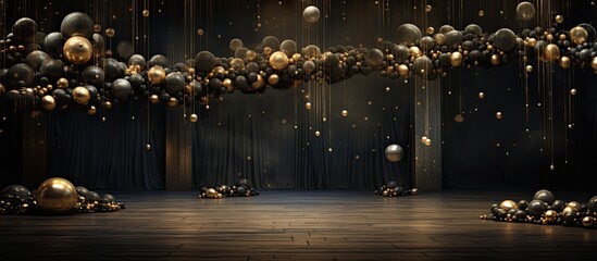 As the abstract texture design adorned the party venue for the birthday celebration, the mesmerizing play of light and space created a new year's beauty, with glittering circles adding a touch of - obrazy, fototapety, plakaty