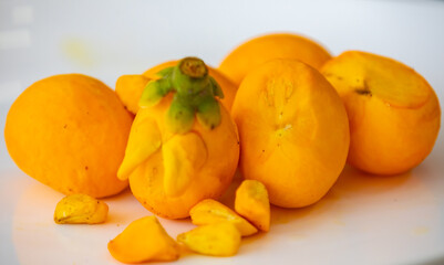 Typical ripe pequi fruit (caryocar brasiliense) in fine details and selective focus. Typical fruit from the Brazilian cerrado bioama.