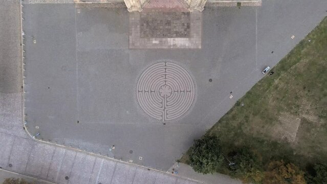 Magdeburg Cathedral drone top down shot