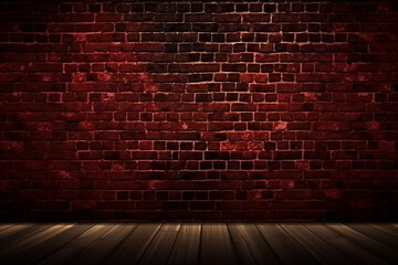 Old room with brick wall and wooden floor