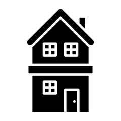 Two story house, home, glyph solid icon