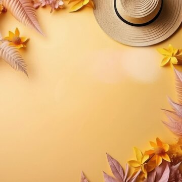 Summer background with sea shell and starfish. Background for social media posting.