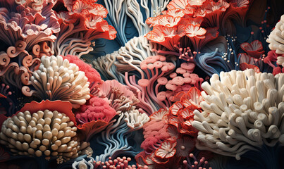 Creative colorful background, corals close up.