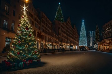 christmas tree at night