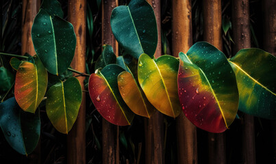 Texture background of a large rainbow eucalyptus tree. - obrazy, fototapety, plakaty