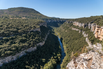 Aerial view of Ebro river Canyon in Burgos, Castile and Leon, Spain.