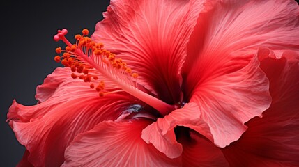 A close-up of a vivid hibiscus flower on a plain backdrop, ideal for text placement.
