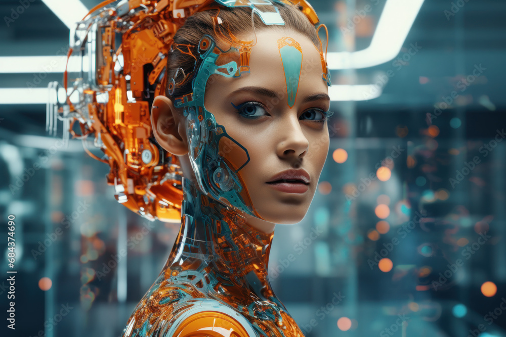 Poster a machine learning model continuously adapting and improving based on new data, exemplifying the sel