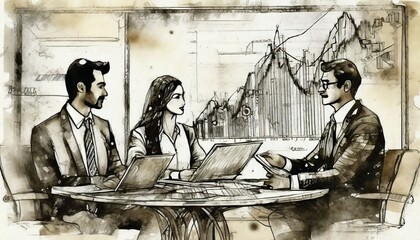 business team with graph