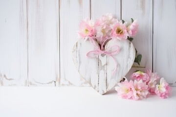 Flowers peonies and roses soft pastel color on wooden background. Beautiful composition....