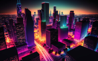 Futuristic Houston, Texas, Cityscape Skyscraper, city skyline - obrazy, fototapety, plakaty