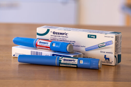 Ozempic semaglutide injection pens and box. Ozempic is a medication for obesity