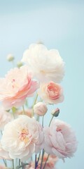 Flowers roses soft pastel color background. Beautiful composition. Valentine's Day, Easter, Birthday, Happy Women's Day, Mother's Day. Holiday poster and banner