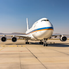  Air cargo plane on a runway ready for international  