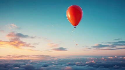 Fototapeta premium A flying balloon: a ball rising into the sky can symbolize the desire for higher goals and dreams