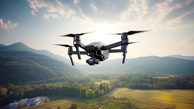 Drone taking off to the sky for aerial photography or delivery