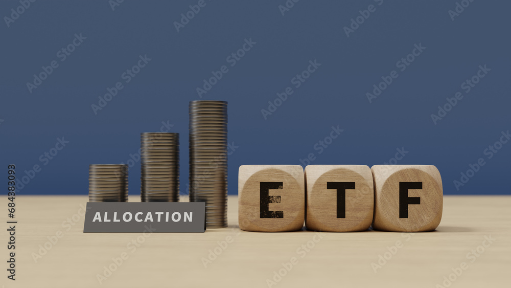 Poster background of introducing 'allocation etf', 3d rendering