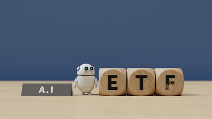 Background of introducing 'AI ETF', 3d rendering