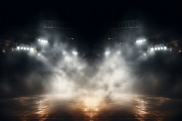 Stadium arena with concert lights. Background with selective focus and copy space - obrazy, fototapety, plakaty