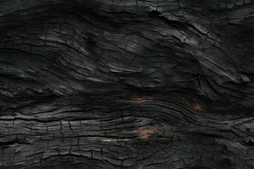 Papier Peint photo Lavable Texture du bois de chauffage Rough textured uneven surface of burnt wood. Background with copy space