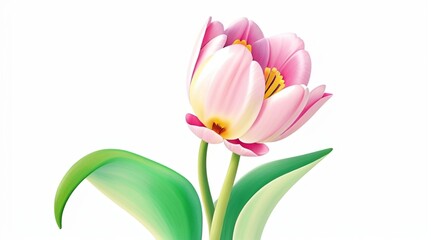 Fototapeta premium Colorful flowers with leaves floral Clipart, high quality resolution, beautiful flowers, 3d design.