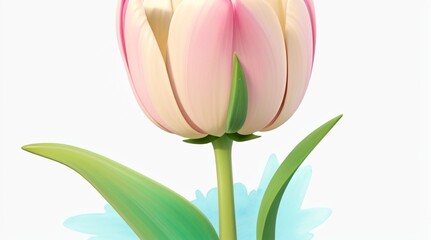 Fototapeta premium Colorful flowers with leaves floral Clipart, high quality resolution, beautiful flowers, 3d design.