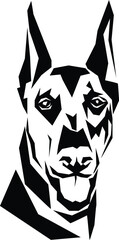 Obraz premium Cartoon Black and White Isolated Illustration Vector Of A Doberman Puppy Pet Dogs Face and Head