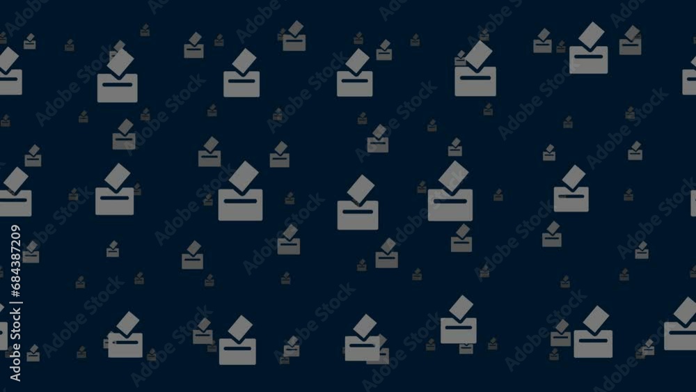 Poster vote symbols float horizontally from left to right. parallax fly effect. floating symbols are locate