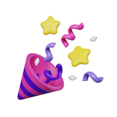 Confetti Party Popper or Celebration cannon 3D render icon
