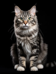 Obraz premium American Bobtail Cat Studio Shot Isolated on Clear Background, Generative AI