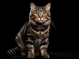Obraz premium American Bobtail Cat Studio Shot Isolated on Clear Background, Generative AI
