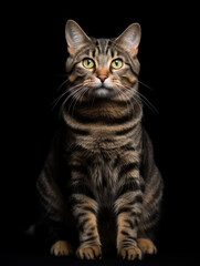 Obraz premium American Bobtail Cat Studio Shot Isolated on Clear Background, Generative AI