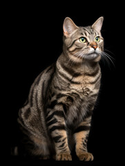 Naklejka na ściany i meble American Bobtail Cat Studio Shot Isolated on Clear Background, Generative AI