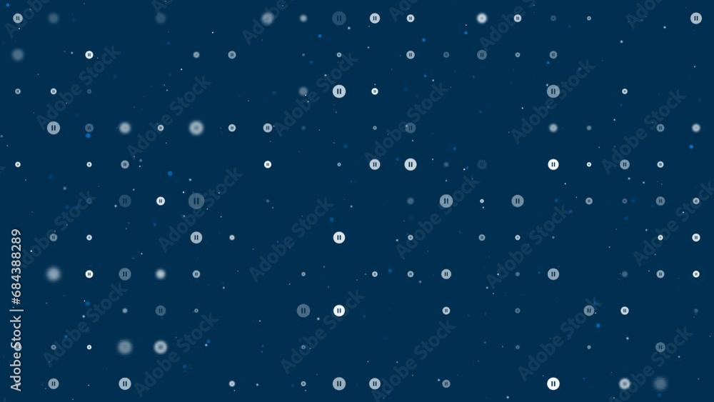 Poster template animation of evenly spaced pause symbols of different sizes and opacity. animation of trans